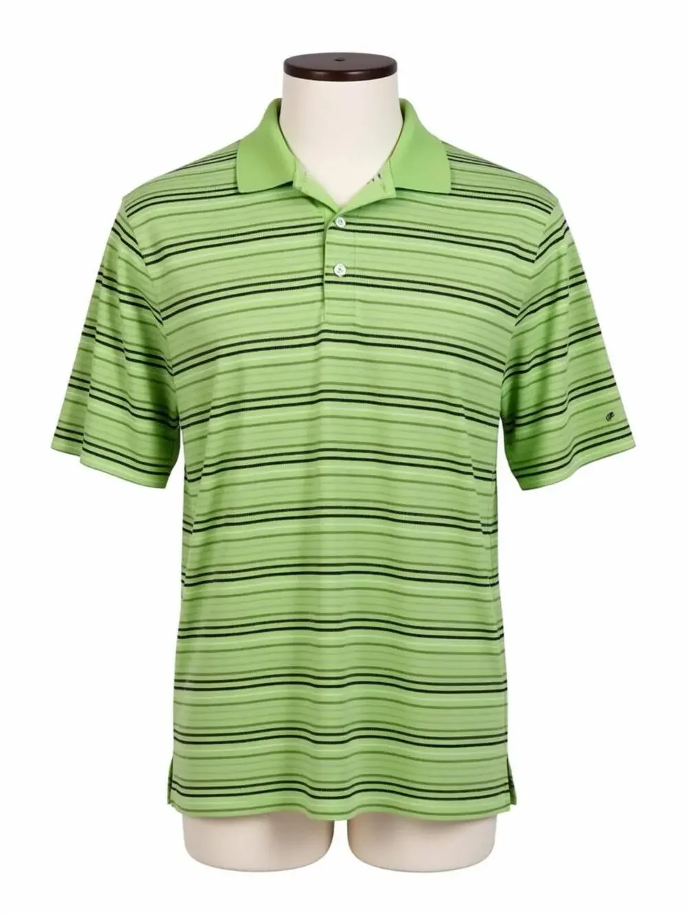 Greg Norman for Tasso Elba Green Striped Polo Shirt Size L